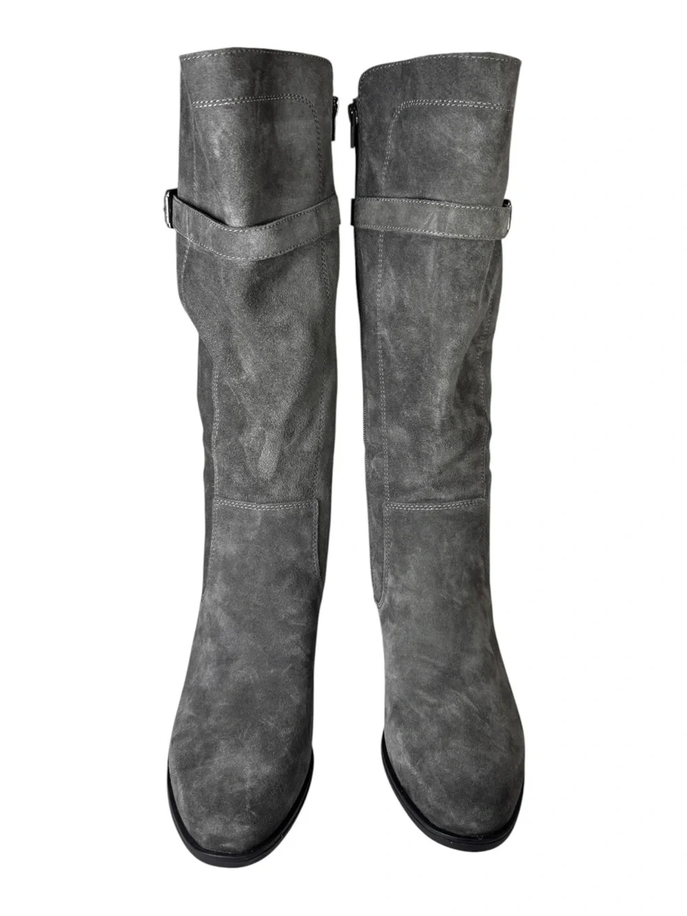 NWT Naturalizer Grey Suede Wide Calf Riding Knee High Boots Block Heel 9 M